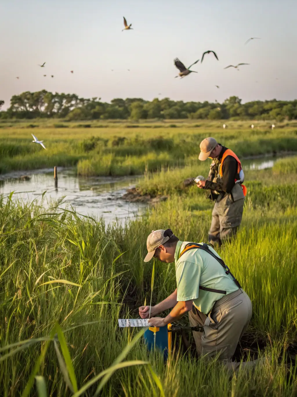 A photo of SAINT HUBERT D'ANGLARS members conducting a wildlife survey, tracking animal populations and monitoring the health of the local ecosystem.