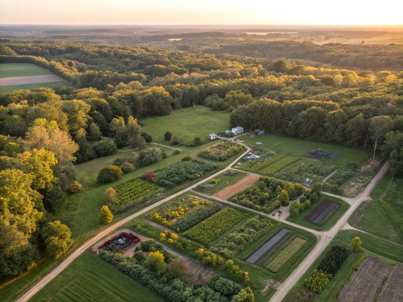A scenic view of a managed hunting area, showcasing sustainable practices with healthy wildlife populations and diverse vegetation.